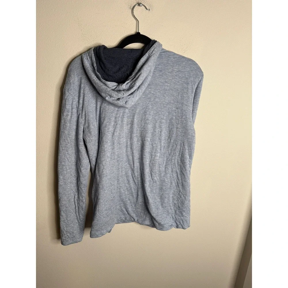 Faherty Mens Heathered Blue Reversible Long Sleeve Hoodie Casual Comfort Top